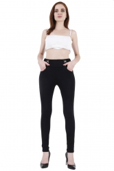 Kaga Black Solid Fit Jegging